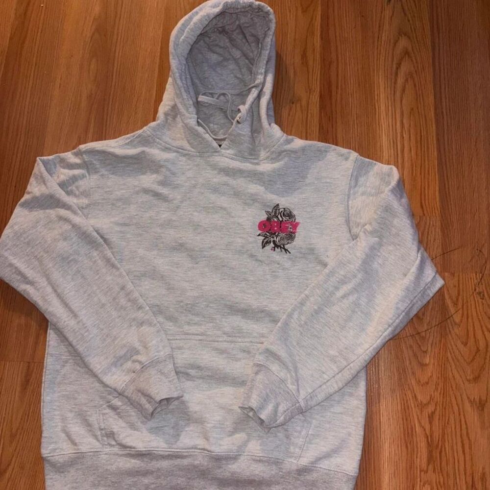 OBEY Worldwide Rose Graphic Hoodie Y2K Streetwear Grunge Skate Pullover Women S
